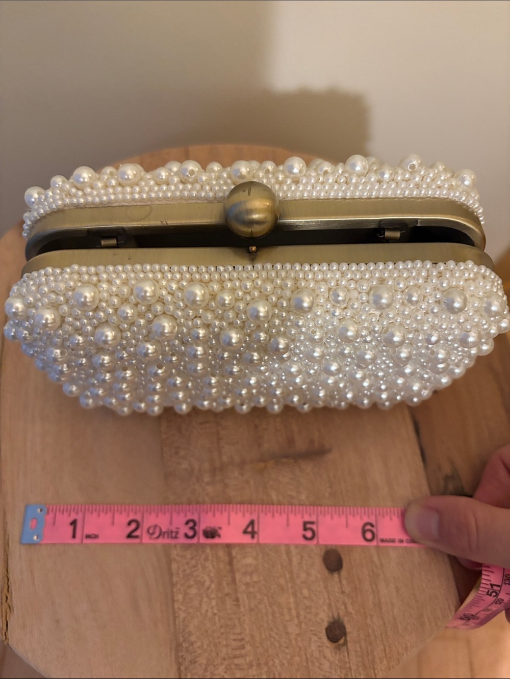 Nordstrom Pearl Beaded Clutch in Ivory